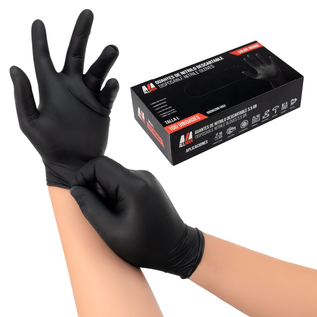GUANTE NITRILO NEGRO SOFT X100 TALLE L